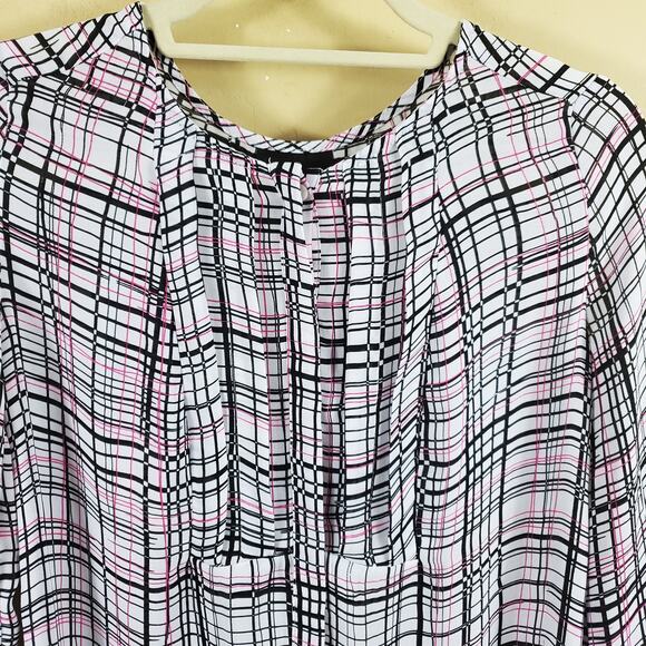 4/$25 Worthington Grid Print Long Sleeve Blouse Size S - Picture 2 of 12
